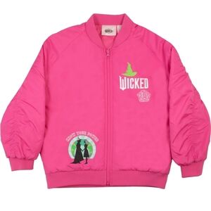 WICKED Girls Zip-Up Bomber Jackets WICKED Logo Graphic PrintZipper Jacket